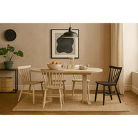 Hiny 7pc Oval Dining Set | Extendable Table | 6 Chairs | White Oak | Black