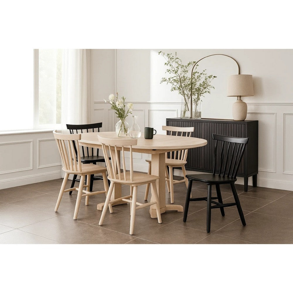Hiny 7pc Oval Dining Set w Extendable Table | 6 Chairs | White Oak