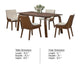 Iken 7pc Dining Table Set | 6 Cream Fabric Chair | Tapered Brown Wood