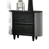Sevy Nightstand | Black | Gray Reeded Fabric Sides | 2 Drawers | 33"