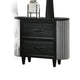 Sevy Nightstand | Black | Gray Reeded Fabric Sides | 2 Drawers | 33"