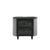 Sevy Nightstand | Black | Gray Reeded Fabric Sides | 2 Drawers | 33"