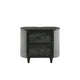Sevy Nightstand | Black | Gray Reeded Fabric Sides | 2 Drawers | 33"