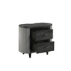 Sevy Nightstand | Black | Gray Reeded Fabric Sides | 2 Drawers | 33"
