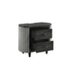 Sevy Nightstand | Black | Gray Reeded Fabric Sides | 2 Drawers | 33"
