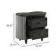 Sevy Nightstand | Black | Gray Reeded Fabric Sides | 2 Drawers | 33"