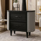 Sevy Nightstand | Black | Gray Reeded Fabric Sides | 2 Drawers | 33"
