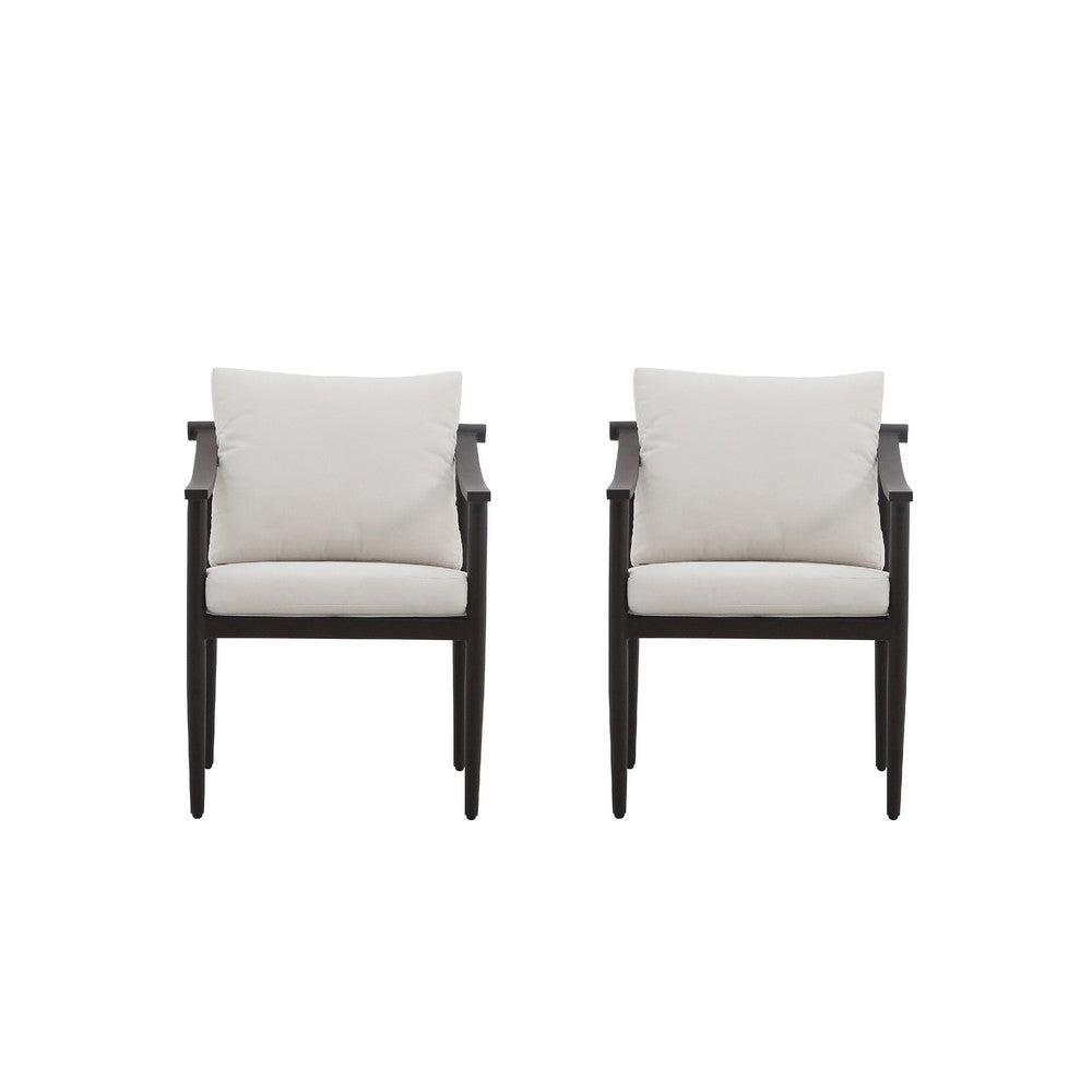 Fena Patio Side Chair Set of 2 | White Sundura | Brown Aluminum Frame