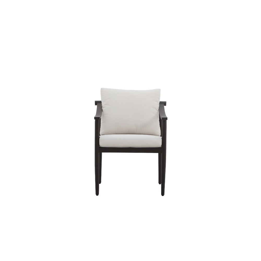 Fena Patio Side Chair Set of 2 | White Sundura | Brown Aluminum Frame