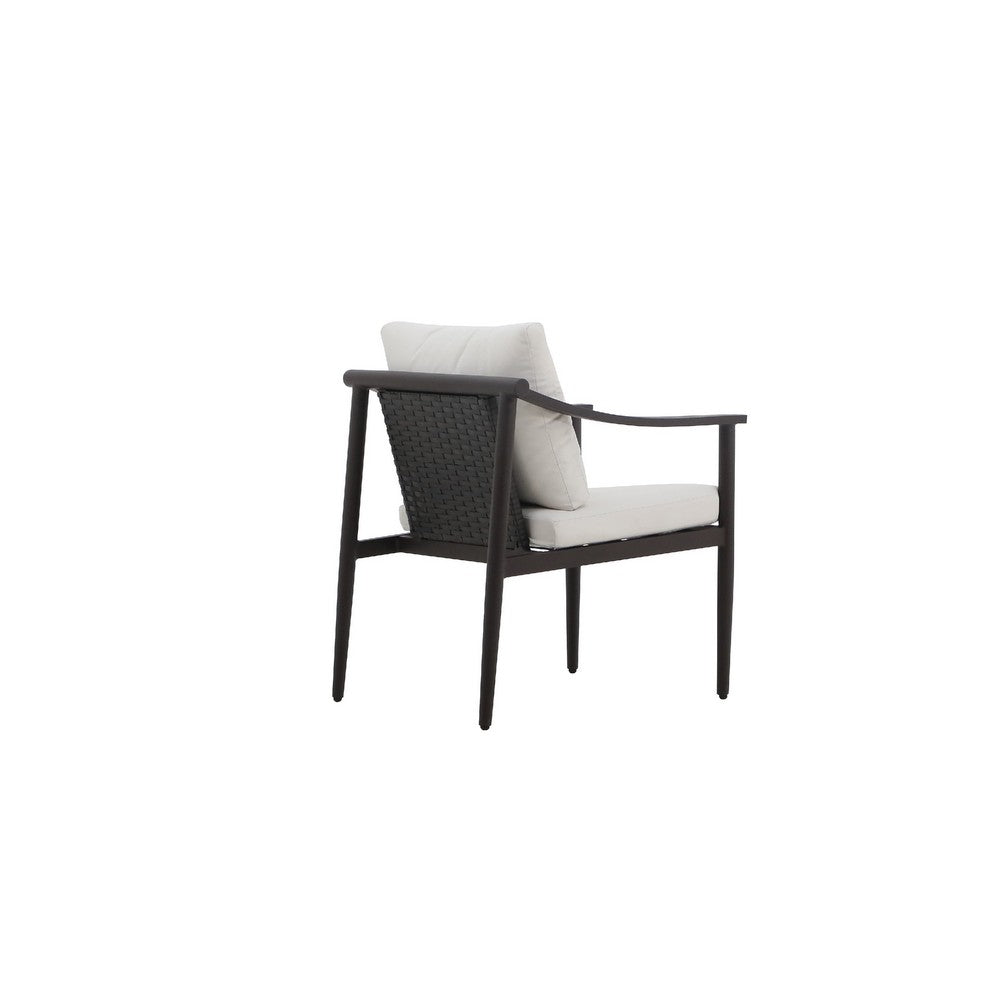Fena Patio Side Chair Set of 2 | White Sundura | Brown Aluminum Frame