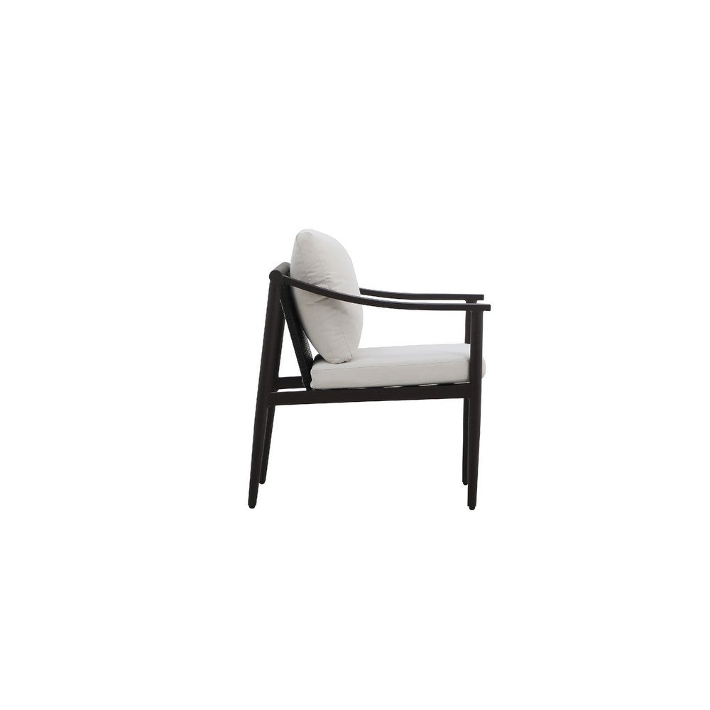 Fena Patio Side Chair Set of 2 | White Sundura | Brown Aluminum Frame