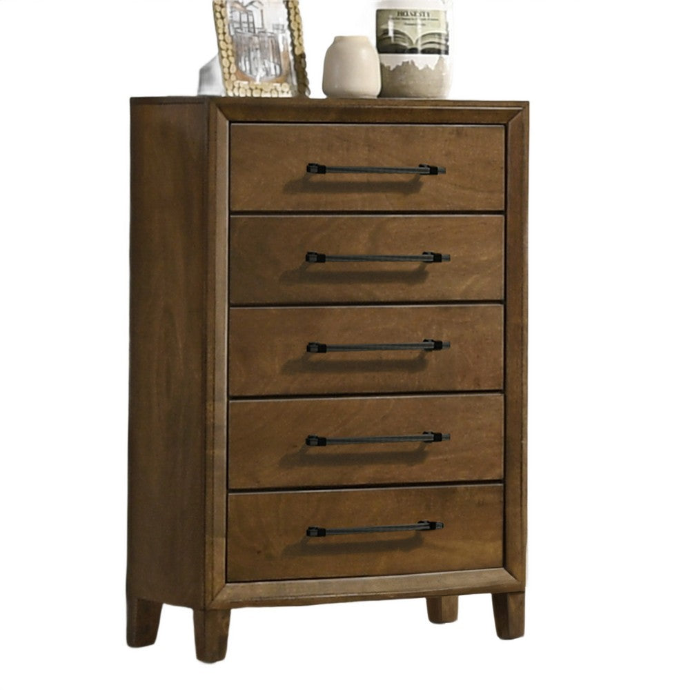 Lary Tall Dresser Chest | Youth Bedroom | Walnut Brown | 5 Drawers