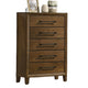Lary Tall Dresser Chest | Youth Bedroom | Walnut Brown | 5 Drawers