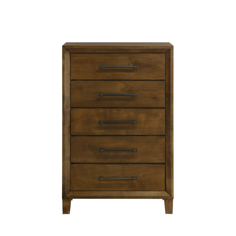 Lary Tall Dresser Chest | Youth Bedroom | Walnut Brown | 5 Drawers