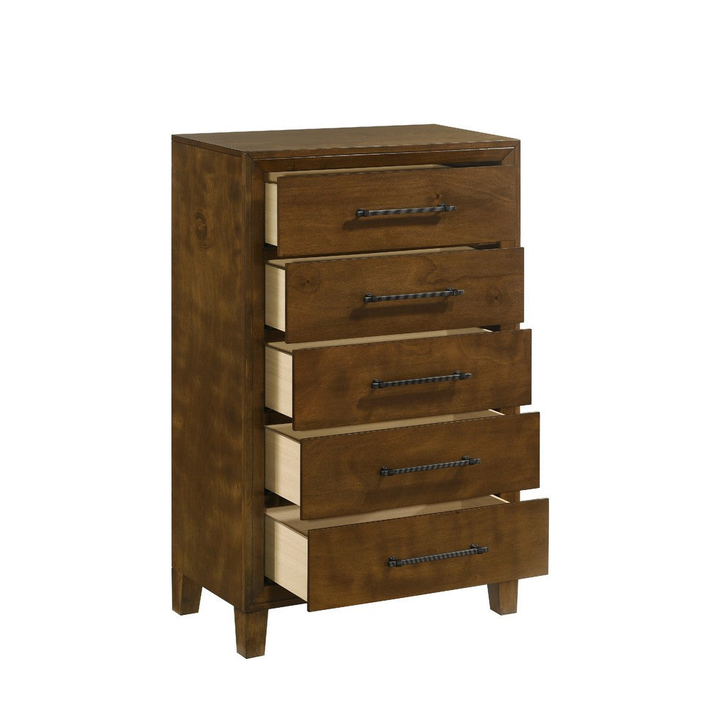 Lary Tall Dresser Chest | Youth Bedroom | Walnut Brown | 5 Drawers