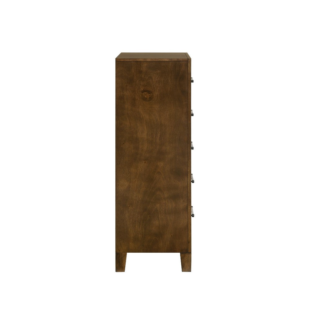 Lary Tall Dresser Chest | Youth Bedroom | Walnut Brown | 5 Drawers