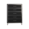 Zoe Tall Dresser Chest | Modern Ebony Black & Silver | 5 Drawers