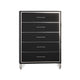 Zoe Tall Dresser Chest | Modern Ebony Black & Silver | 5 Drawers