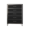 Zoe Tall Dresser Chest | Modern Ebony Black & Silver | 5 Drawers