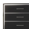 Zoe Tall Dresser Chest | Modern Ebony Black & Silver | 5 Drawers