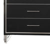Zoe Tall Dresser Chest | Modern Ebony Black & Silver | 5 Drawers