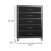 Zoe Tall Dresser Chest | Modern Ebony Black & Silver | 5 Drawers
