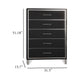 Zoe Tall Dresser Chest | Modern Ebony Black & Silver | 5 Drawers