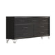 Zoe Wide Dresser | Modern Ebony Black & Silver | 7 Drawers | Chrome