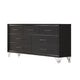 Zoe Wide Dresser | Modern Ebony Black & Silver | 7 Drawers | Chrome