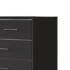 Zoe Wide Dresser | Modern Ebony Black & Silver | 7 Drawers | Chrome