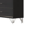 Zoe Wide Dresser | Modern Ebony Black & Silver | 7 Drawers | Chrome
