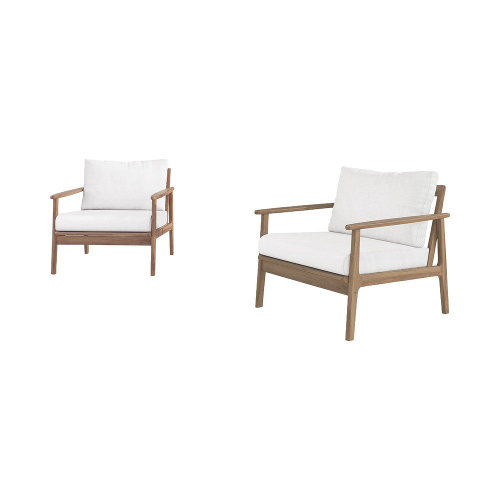 Anya Patio Club Chair Set of 2 | Natural Beige Sundura Fabric| Brown Acacia Wood