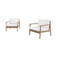Anya Patio Club Chair Set of 2 | Natural Beige Sundura Fabric| Brown Acacia Wood