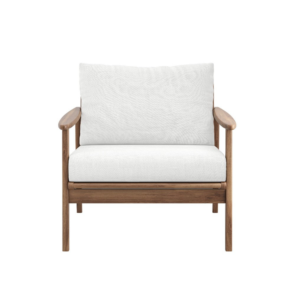 Anya Patio Club Chair Set of 2 | Natural Beige Sundura Fabric| Brown Acacia Wood