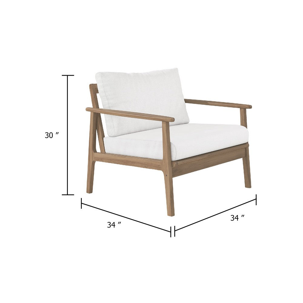 Anya Patio Club Chair Set of 2 | Natural Beige Sundura Fabric| Brown Acacia Wood