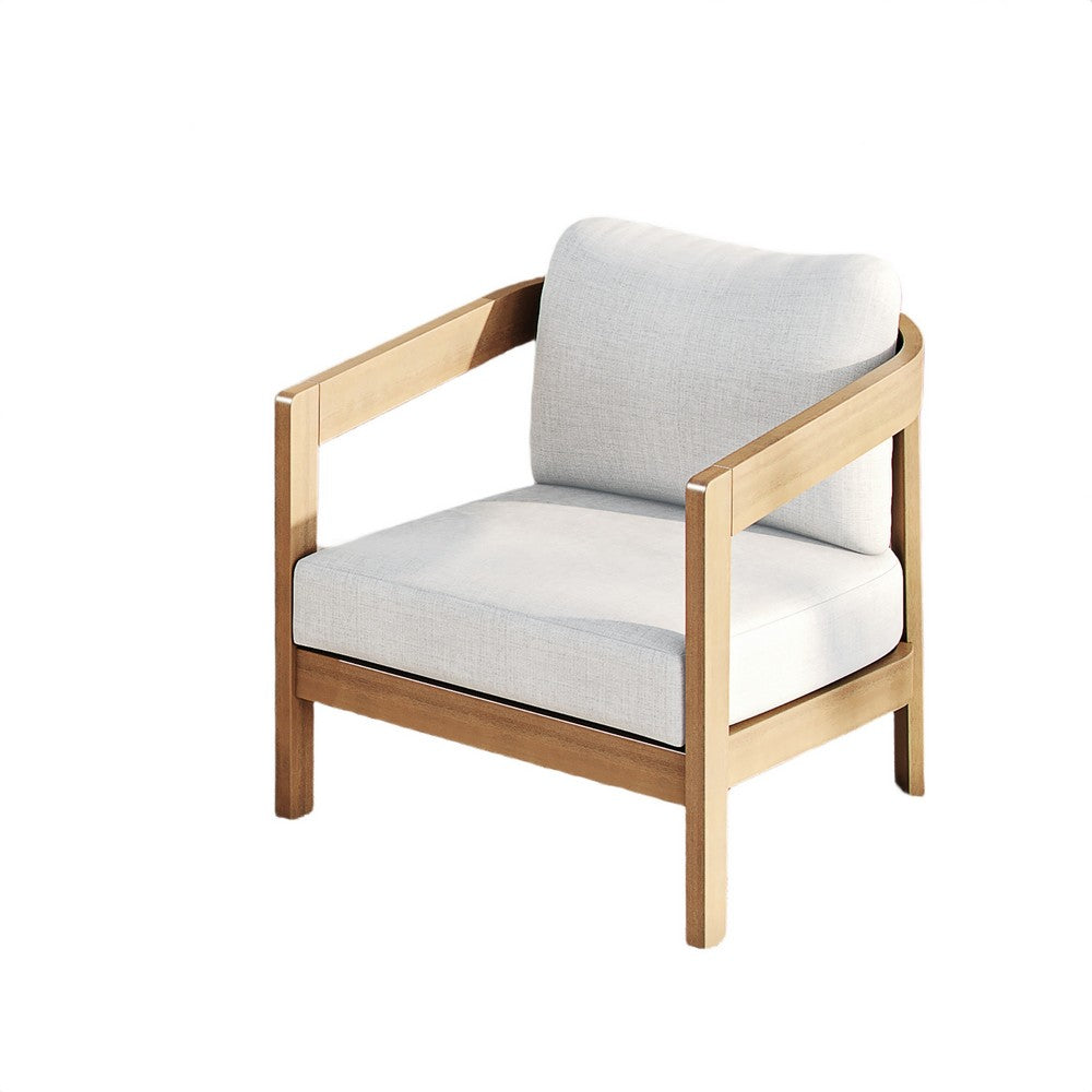 Heya Patio Club Chair | White Sundura Fabric | Brown Acacia Wood