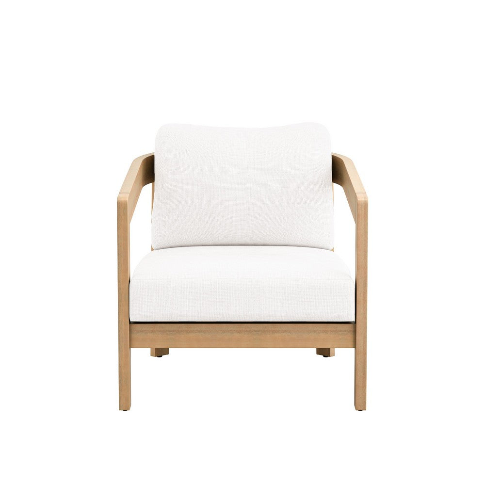 Heya Patio Club Chair | White Sundura Fabric | Brown Acacia Wood