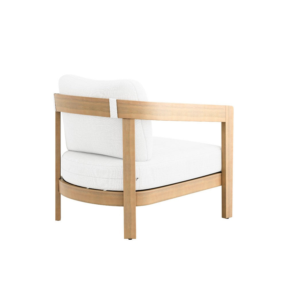 Heya Patio Club Chair | White Sundura Fabric | Brown Acacia Wood