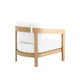 Heya Patio Club Chair | White Sundura Fabric | Brown Acacia Wood