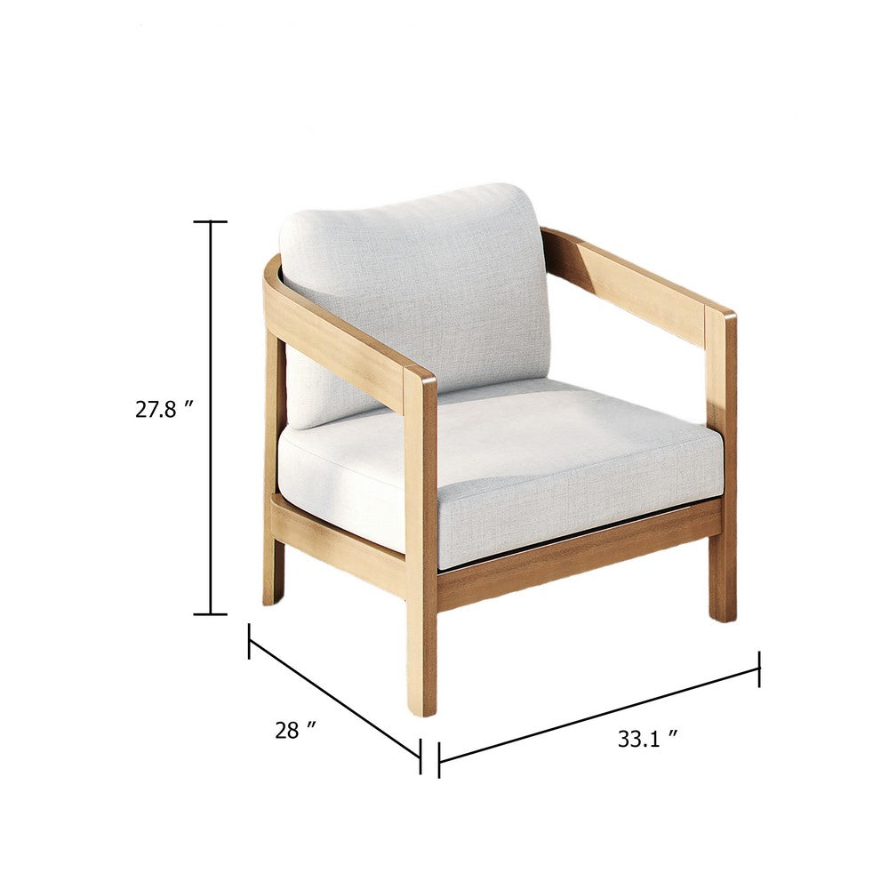 Heya Patio Club Chair | White Sundura Fabric | Brown Acacia Wood