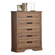Covy Tall Dresser Chest | Pecan Brown Wood Finish | 5 Drawers