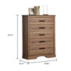 Covy Tall Dresser Chest | Pecan Brown Wood Finish | 5 Drawers