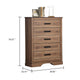 Covy Tall Dresser Chest | Pecan Brown Wood Finish | 5 Drawers
