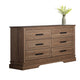 Covy 60" Wide Dresser | Pecan Brown Wood Finish | 6 Drawers | Metal Handles