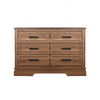 Covy 60" Wide Dresser | Pecan Brown Wood Finish | 6 Drawers | Metal Handles