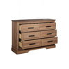 Covy 60" Wide Dresser | Pecan Brown Wood Finish | 6 Drawers | Metal Handles