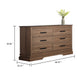Covy 60" Wide Dresser | Pecan Brown Wood Finish | 6 Drawers | Metal Handles