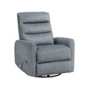 Aki Swivel Power Recliner Chair | Tufted Gray Polyester | Feather Blend
