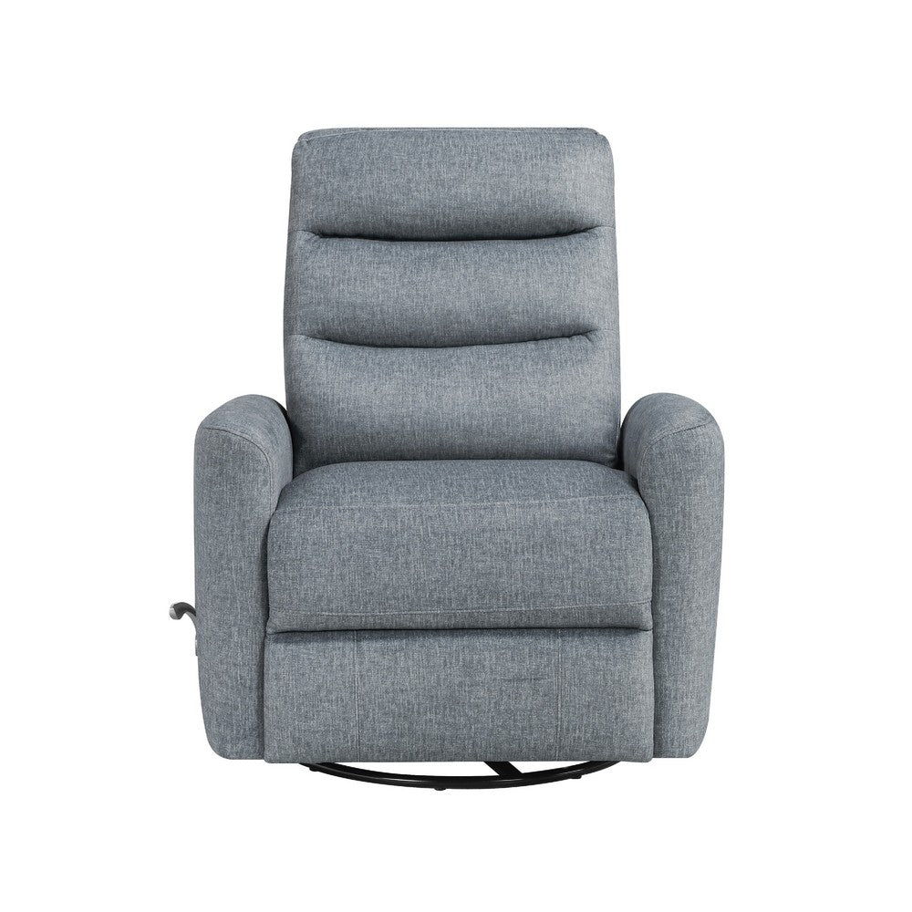Aki Swivel Power Recliner Chair | Tufted Gray Polyester | Feather Blend