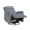 Aki Swivel Power Recliner Chair | Tufted Gray Polyester | Feather Blend